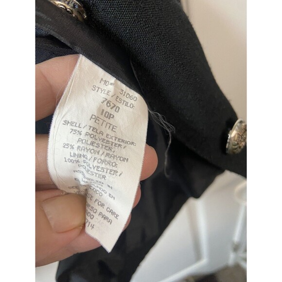 Sag Harbor Womens Petite Size 10 Black 2 Button Career Professional - Picture 5 of 6